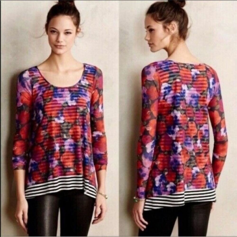 Anthropologie Weston Wear Striped Floral Top